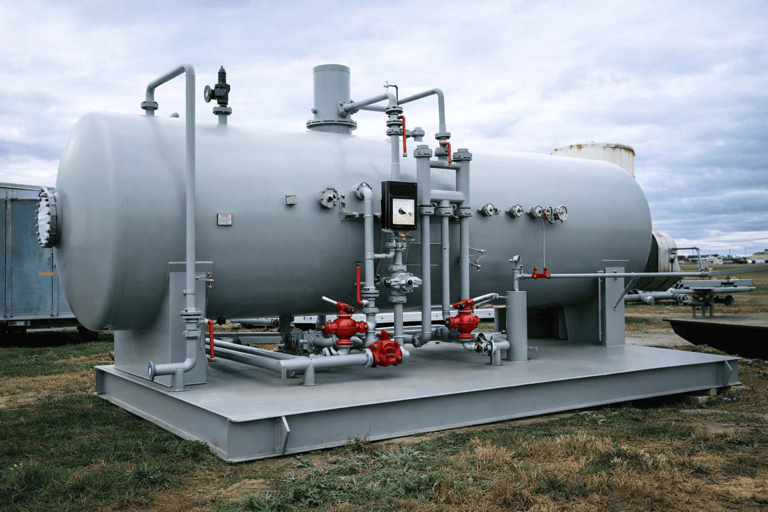 Oil treater equipment for energy production facility Oil treater skid for upstream processing