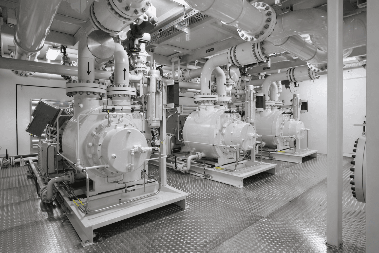Skid-mounted pump packages installed inside a pump house
