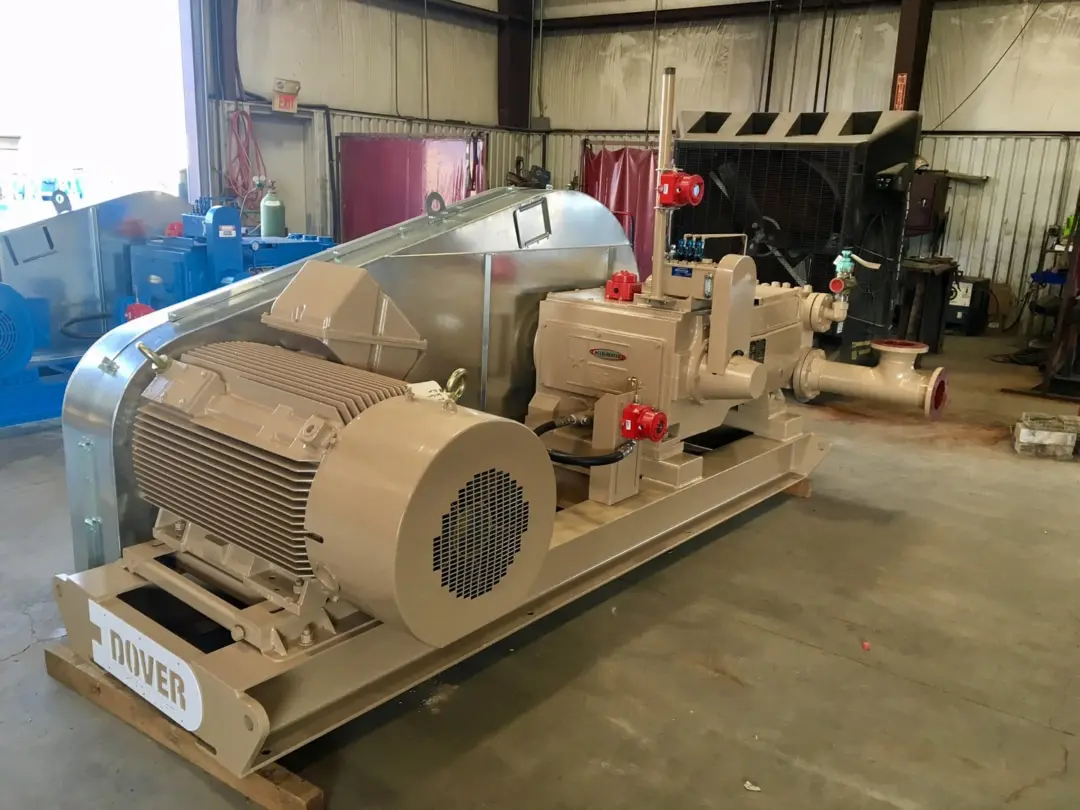 Centrifugal pump and electric motor mounted on a fabricated skid