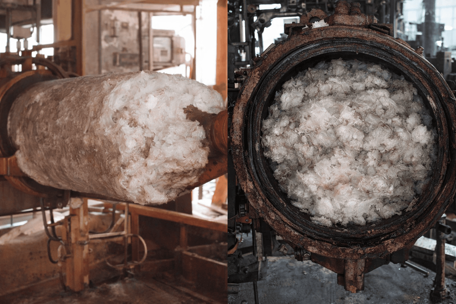 Solid gas hydrate plug filling the bore of a dismantled pipe spool and valve