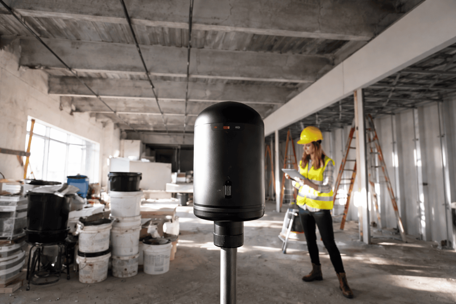 Technician performing 3D laser scanning
