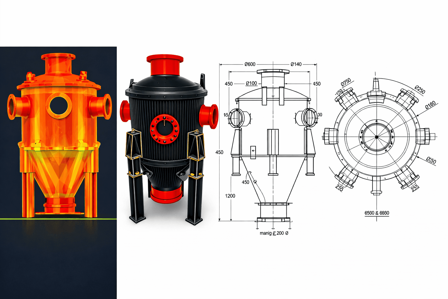 3D scan model with engineering drawings