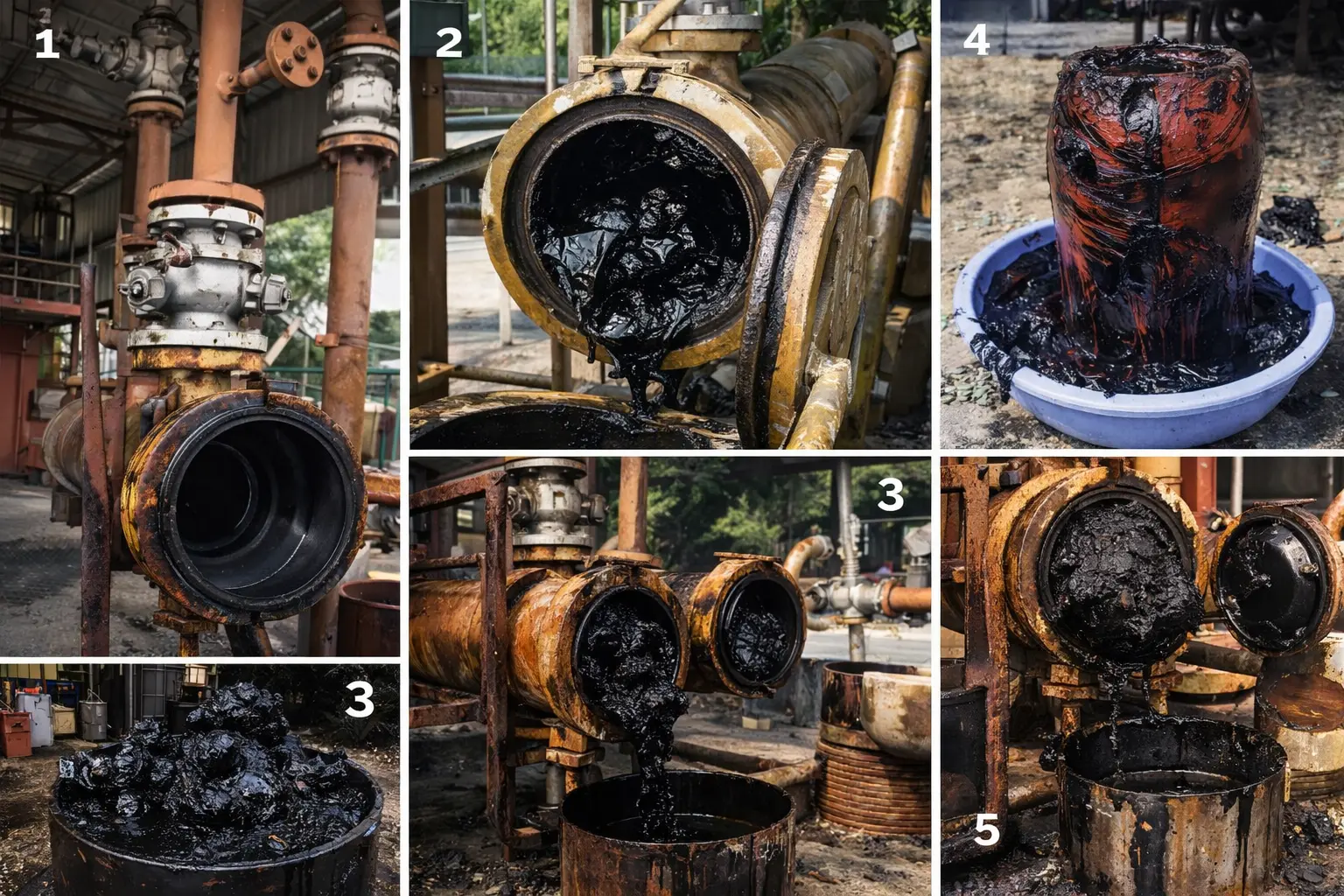 Industrial pipeline cleaning removing buildup